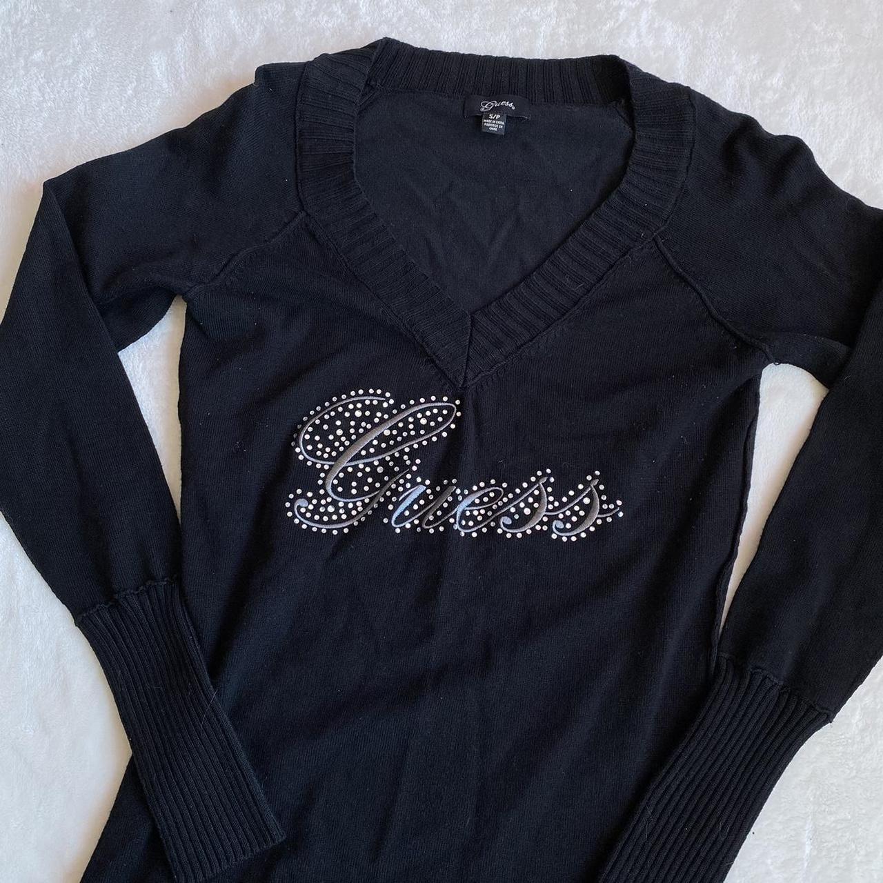 ♡ guess mcbling long sleeve ribbed sweater ♡